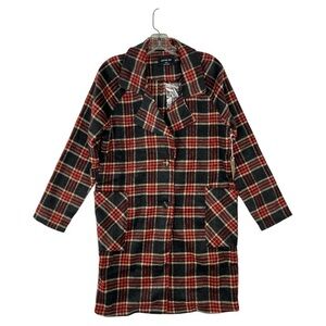 ACTIVE USA WOMEN’S NWT PLAID RED BLACK BUTTON DOWN FLANNEL SHIRT/SHACKET SZ S
